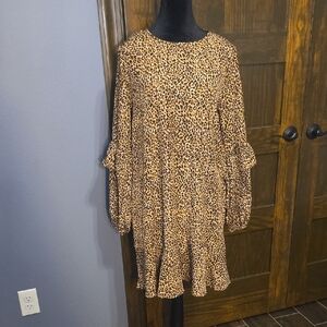 ANDREE BY UNIT Animal Print Long Sleeve Dress